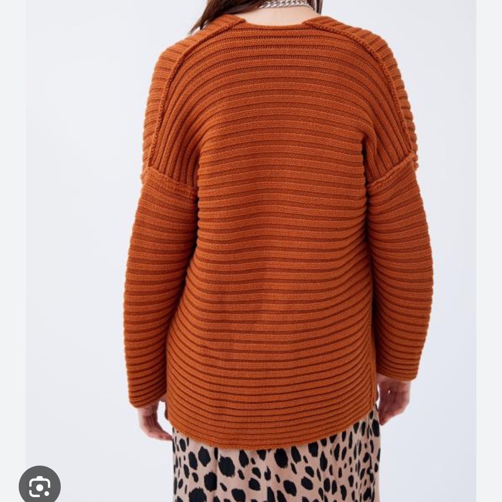 UO Leo Ribbed Open-Front Cardigan - Copper - Picture 2 of 5